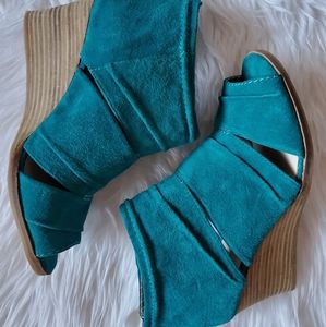Teal wedge Hush Puppies